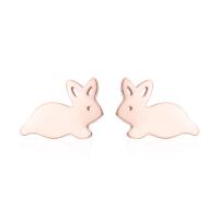 Stainless Steel Stud Earrings, Rabbit, plated, fashion jewelry & for woman, more colors for choice, 9x6mm, Sold By Pair