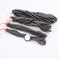 Magnetische Hämatit Perlen, rund, plattiert, nachhaltiges & DIY & verschiedene Größen vorhanden, schwarz, verkauft von Strang