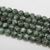 Seraphinite Perle, rund, poliert, nachhaltiges & DIY & verschiedene Größen vorhanden, grün, verkauft von Strang