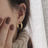 Titanium Stål Hoop Earring, mode smykker, gylden, 4.2mm   1.9cm, Solgt af par