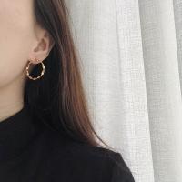Titanium Staal Hoop Earring, mode sieraden, gouden, 2.6CM, Verkocht door pair