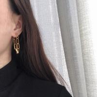 Titanium Stål Drop Earring, mode smykker, gylden, 9.1cm  1.35X0.62cm  4.6cm, Solgt af par
