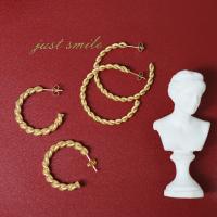 Titanium Steel Hoop Earring fashion jewelry golden 3CM+0.4CM    3.7CM+0.3CM Sold By Pair