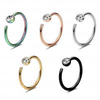 Stainless Steel Nose Piercing Jewelry, plated, Unisex & with rhinestone, more colors for choice, 10PCs/Lot, Sold By Lot
