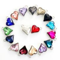 Glass Tibetan Style Pendant, with Tibetan Style, Heart, plated, faceted, more colors for choice, 12*13mm, 10PCs/Lot, Sold By Lot