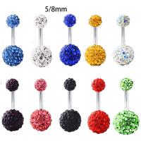 Stainless Steel Belly Ring plated fashion jewelry & Unisex & with rhinestone 1.6*10*5u30018mm Sold By Lot