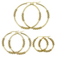 Stainless Steel Hoop Earring, plated, fashion jewelry & different size for choice & for woman, gold, Sold By Pair
