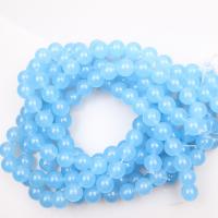 blauer Chalzedon Perle, rund, poliert, DIY & verschiedene Größen vorhanden, blau, verkauft von Strang