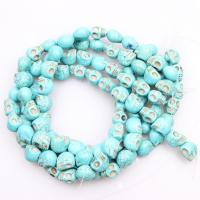 Turquoise Beads Blue Turquoise Skull polished DIY dark green Sold By Strand