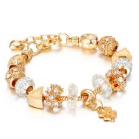 Bracelet European , alliage de zinc, avec cristal, Réglable & bijoux de mode & pour femme, doré, 19+4CM, Vendu par brin