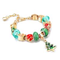 Bracelet de vacances de Noël, alliage de zinc, avec cristal, Réglable & bijoux de mode & normes différentes pour le choix, doré, Vendu par brin