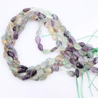 Natural Fluorite Beads, Colorful Fluorite, Leaf, polished, DIY, multi-colored, 8x12mm, 34PCs/Strand, Sold By Strand