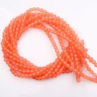 Orange Chalcedony Beads Round polished DIY reddish orange Sold By Strand