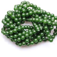Grüner Chalcedon Perle, rund, poliert, DIY & verschiedene Größen vorhanden, gelb, verkauft von Strang