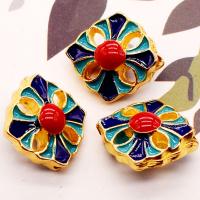 Cloisonne Beads, Tibetan Style, with enamel, fashion jewelry & DIY, golden, 16x15mm, Sold By PC