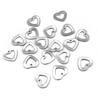 Stainless Steel Heart Pendants, silver color plated, DIY, silver color, 11x10mm, 20PCs/Bag, Sold By Bag