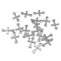 Stainless Steel Cross Pendants, silver color plated, DIY, silver color, 9x13mm, 20PCs/Bag, Sold By Bag