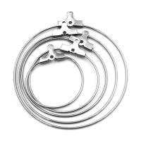 Stainless Steel Hoop Earring Component Round silver color plated DIY silver color Sold By Bag
