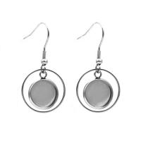Stainless Steel Earring Drop Component, Round, silver color plated, DIY, silver color, 100PCs/Bag, Sold By Bag