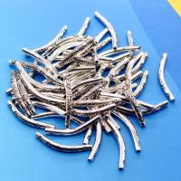 Tibetan Style Curved Tube Beads, DIY, silver color, 36x6mm, Sold By PC