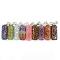 Bijoux Pendentifs en pierres gemmes, laiton, avec Gravier naturel & résine, bijoux de mode & unisexe, plus de couleurs à choisir, 11x21x51mm, Vendu par PC