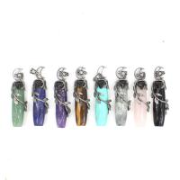 Gemstone Pendants Jewelry, Brass, with Natural Stone, fashion jewelry & Unisex, more colors for choice, 12x15x58mm, Sold By PC
