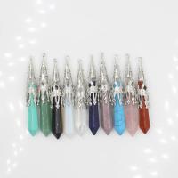 laiton Pendulum Pendant, avec Pierre naturelle, bijoux de mode & unisexe, plus de couleurs à choisir,  10x75mm, Vendu par PC
