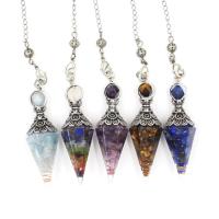 Brass Pendulum, with Natural Stone & Resin, fashion jewelry & Unisex, more colors for choice, 14x14x64mm, Sold By PC
