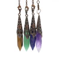 Brass Pendulum, with Natural Stone, fashion jewelry & Unisex, more colors for choice, 12x12x65mm, Sold By PC