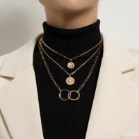 Mode-Multi-Layer-Halskette, Zinklegierung, plattiert, Modeschmuck, keine, verkauft von Strang