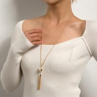 Zinklegierung Pullover Halskette, mit Kunststoff Perlen, plattiert, Modeschmuck, keine, verkauft von Strang
