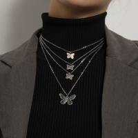 Mode Multi Layer halsband, Zink Alloy, plated, mode smycken, silver, Säljs av Strand