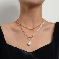 Multi Layer Necklace Zinc Alloy with Plastic Pearl plated fashion jewelry Sold By Strand