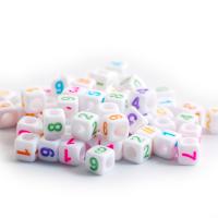 Broj akril perla, Trg, epoksi naljepnica, možete DIY, više boja za izbor, 6x6mm, Prodano By Torba