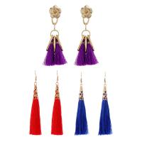 Zinc Alloy Earring Set with Cotton Thread plated & for woman & with rhinestone nickel lead & cadmium free Sold By Set