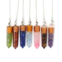 Brass Pendulum, with Natural Stone & Resin, Unisex, more colors for choice, 10x10x45mm, Sold By PC