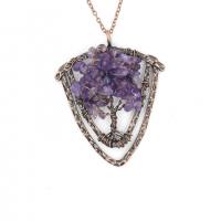 Bijoux Pendentifs en pierres gemmes, laiton, avec Pierre naturelle, bijoux de mode & unisexe, plus de couleurs à choisir, 48x53mm, Vendu par PC
