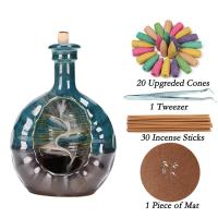 Backflow Incense Burner, Porcelain, plated, for home and office & durable, 220x140x135mm, Sold By PC