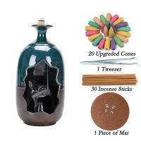 Backflow Incense Burner, Porcelain, plated, for home and office & durable, 255x150x145mm, Sold By PC