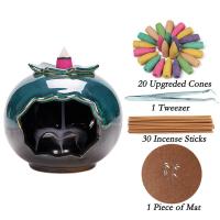 Backflow Incense Burner, Porcelain, plated, for home and office & durable, 145x145x135mm, Sold By PC