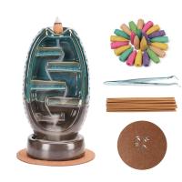 Backflow Incense Burner, Porcelain, plated, for home and office & durable, 230x140x110mm, Sold By PC