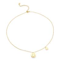 Stainless Steel Jewelry Necklace, Smiling Face, plated, fashion jewelry & for woman, gold, Sold By Strand