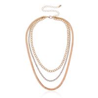 Multi Layer Necklace Zinc Alloy plated fashion jewelry & with rhinestone Sold By Strand