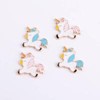 Tibetan Style Enamel Pendants, Unicorn, gold color plated, DIY, more colors for choice, nickel, lead & cadmium free, 18x18mm, 100PCs/Bag, Sold By Bag