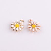 Zinc Alloy Enamel Pendants Sunflower gold color plated DIY nickel lead & cadmium free Sold By Bag