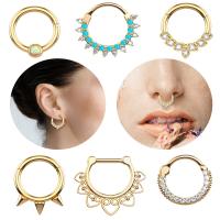 Mässing Nose Piercing smycken, ROSTFRITT STÅL, med Opal & turkos, plated, olika stilar för val & micro bana cubic zirconia, fler färger för val, 8mm,10mm, Säljs av PC