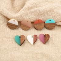 Wood Pendants, Resin, with Wood, epoxy gel, DIY & different styles for choice, more colors for choice, 10PCs/Bag, Sold By Bag