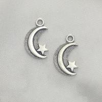 Zinc Alloy Moon Pendants antique silver color plated DIY nickel lead & cadmium free Approx Sold By Bag