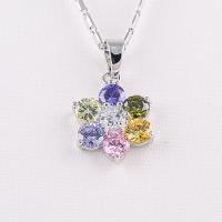 Cubic Zirconia Pendant Copper Alloy plated micro pave cubic zirconia & for woman nickel lead & cadmium free Sold By PC