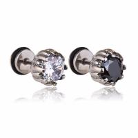 Titanium Steel Stud Earring, with Cubic Zirconia, plated, fashion jewelry & Unisex, more colors for choice, 8x15mm, Sold By PC